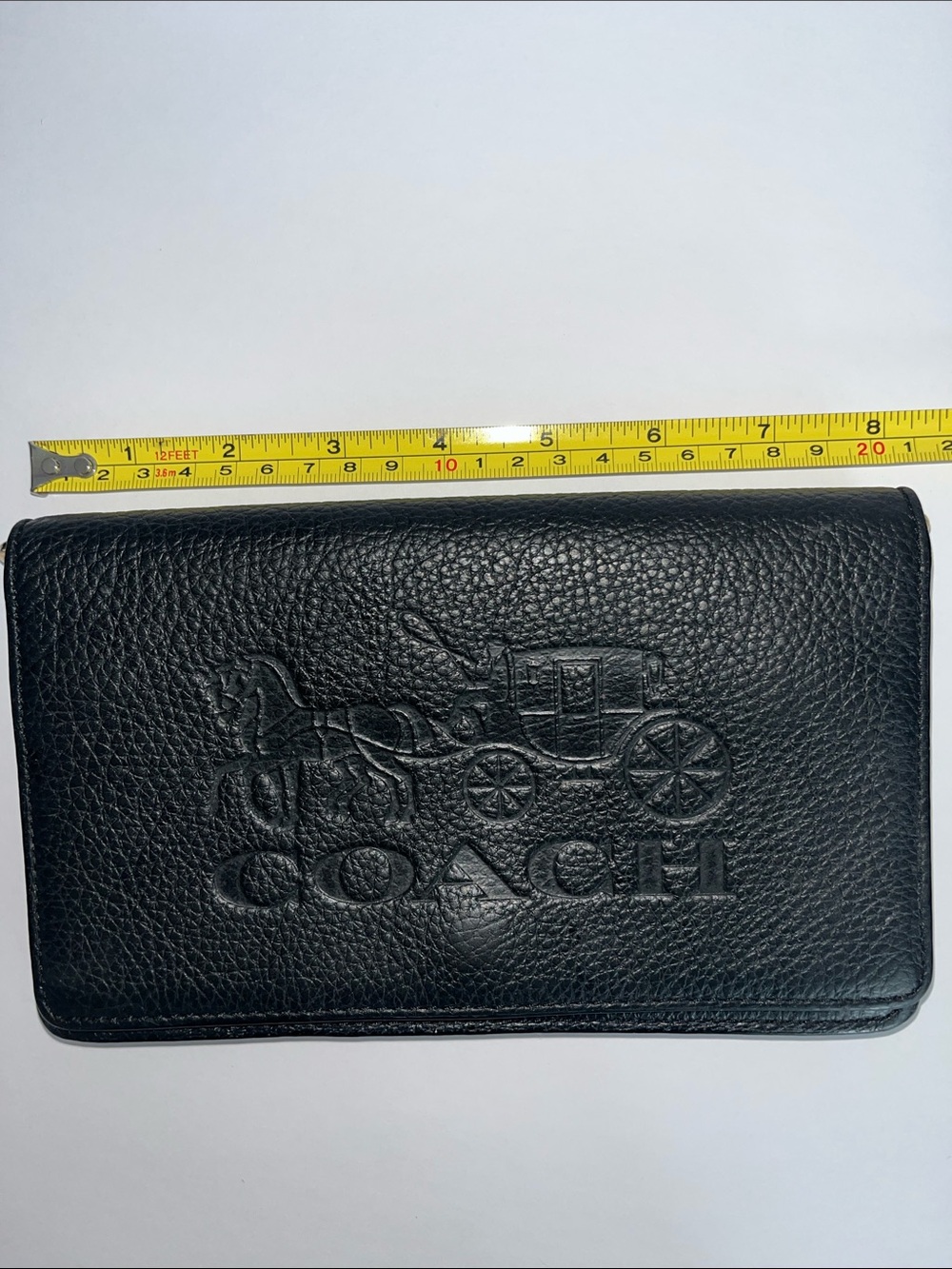 Coach Black Pebble Leather Continental Wallet with Embossed Carriage - Picture 7 of 9